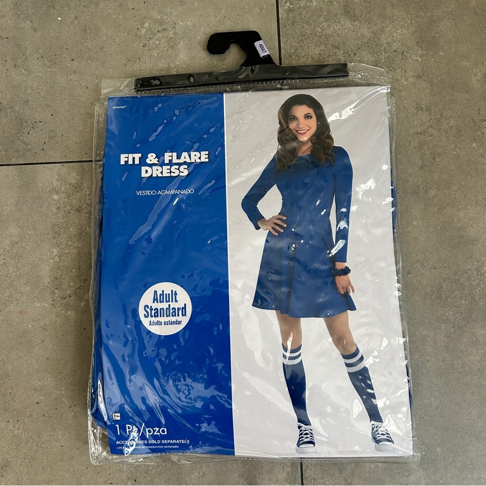 Fit and Flare blue long sleeve skater dress halloween costume S/M